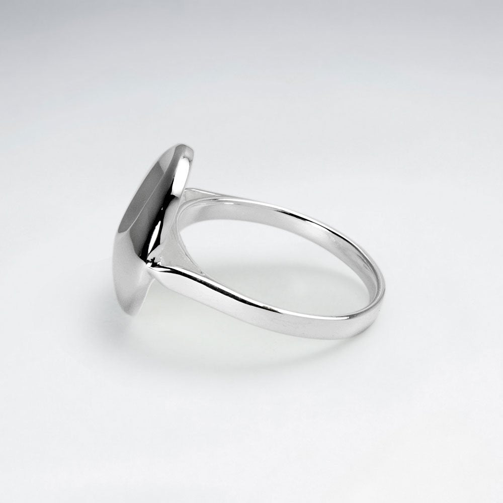 Sterling Silver Large Circle Dented Dimple Ring