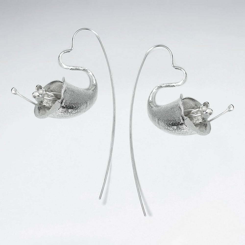 Honeysuckle Inspired Silver Drop Hook Earrings