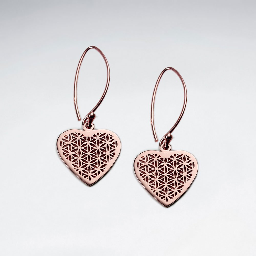 Heart Shape Flower of Life Silver Dangling Earring