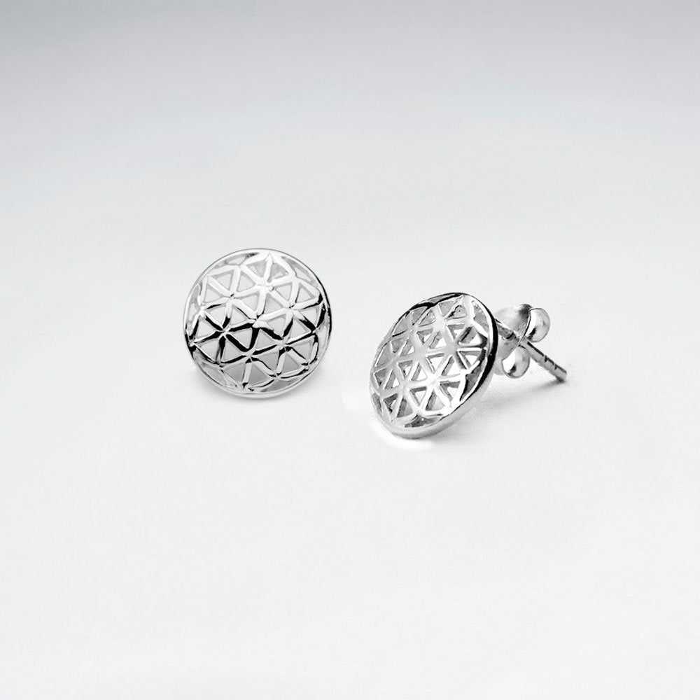 11 mm Flower of Life Silver Stud Earring