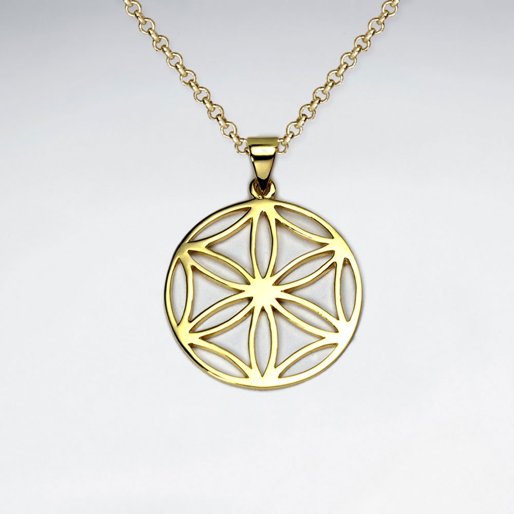 25 mm Flower of Life Sterling Silver Disk Pendant