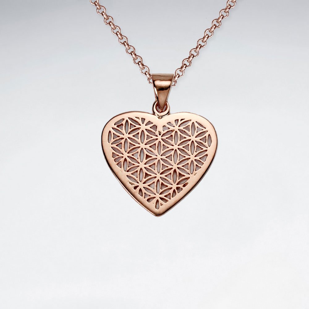 Heart Shape Flower of Life Silver Pendant