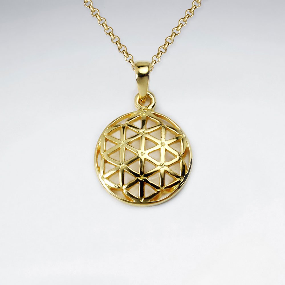 14 mm Dome Flower of Life Silver Pendant