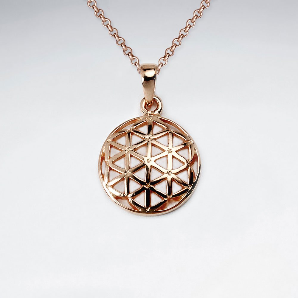 14 mm Dome Flower of Life Silver Pendant