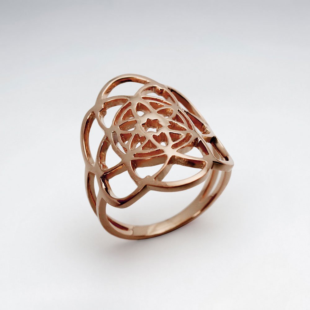 Flower Of Life Curve Wrap Silver Ring