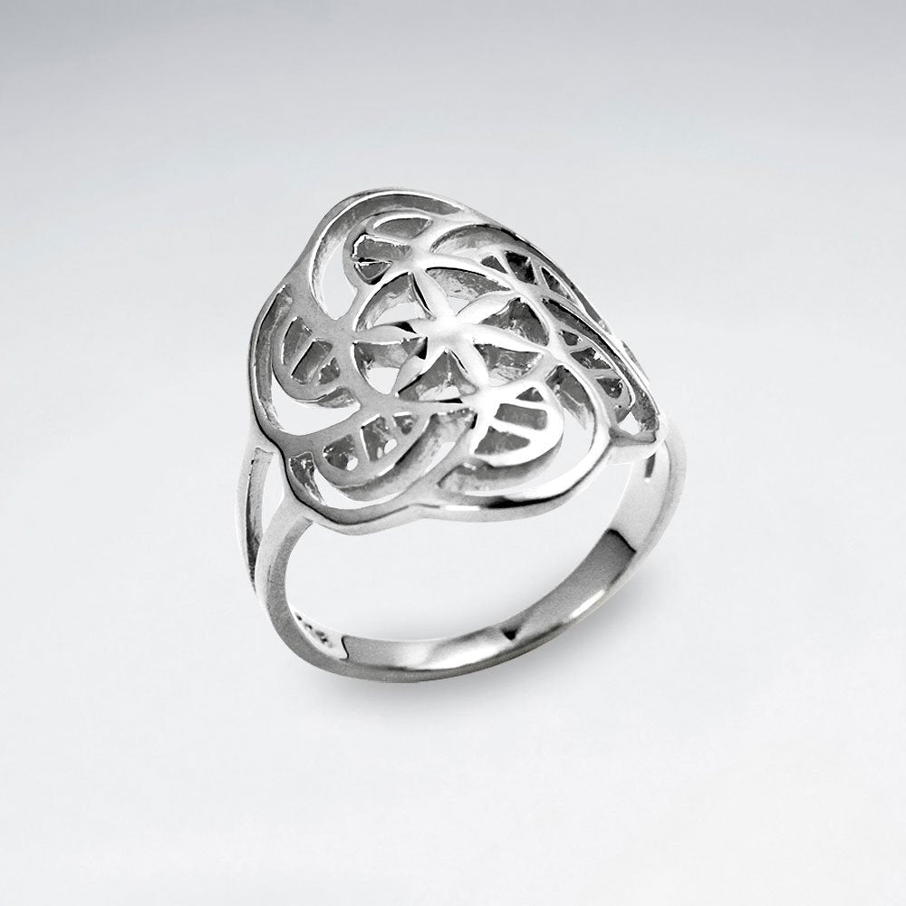 Spiral Flower Of life Silver Ring