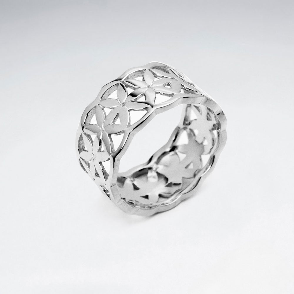 Flower of Life Silver Wedding Ring