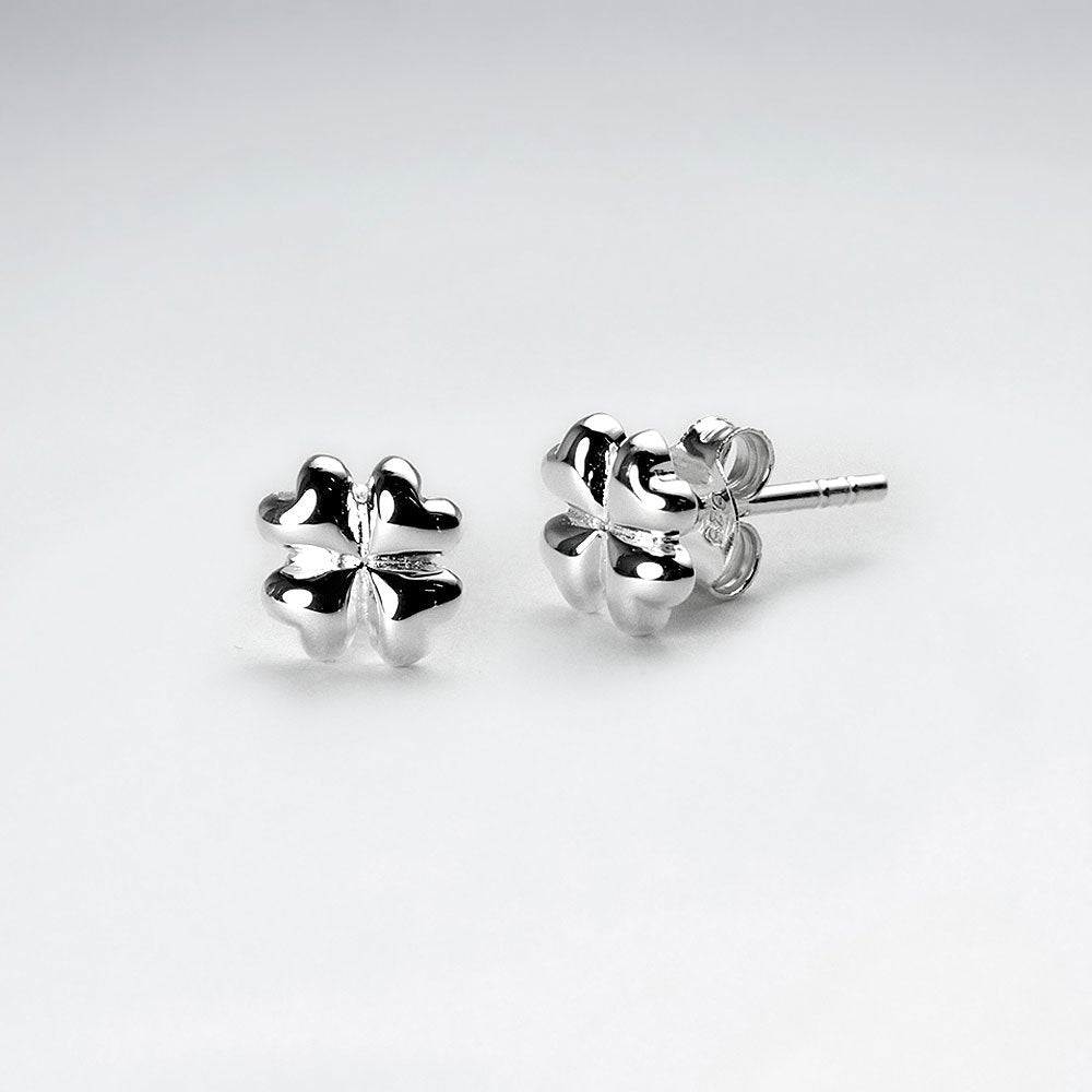 Clover Inspired Petite Silver Stud Earrings