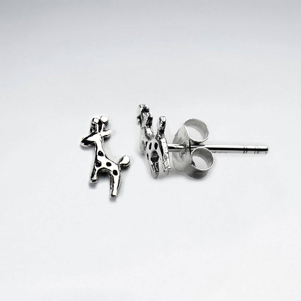 Petite Silver Giraffe Stud Earrings