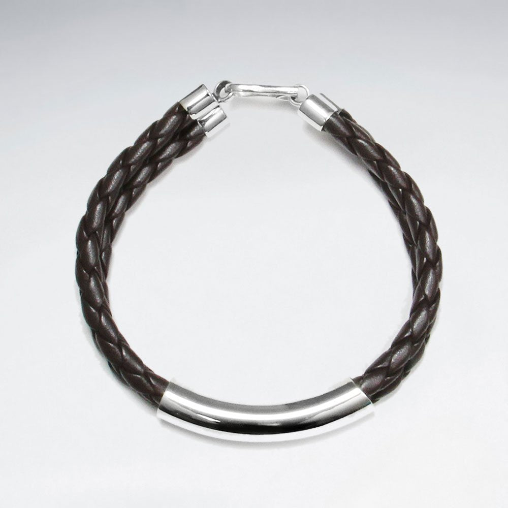 Black Braided Double PVC Strands Bracelets With Silver Tube And Closing