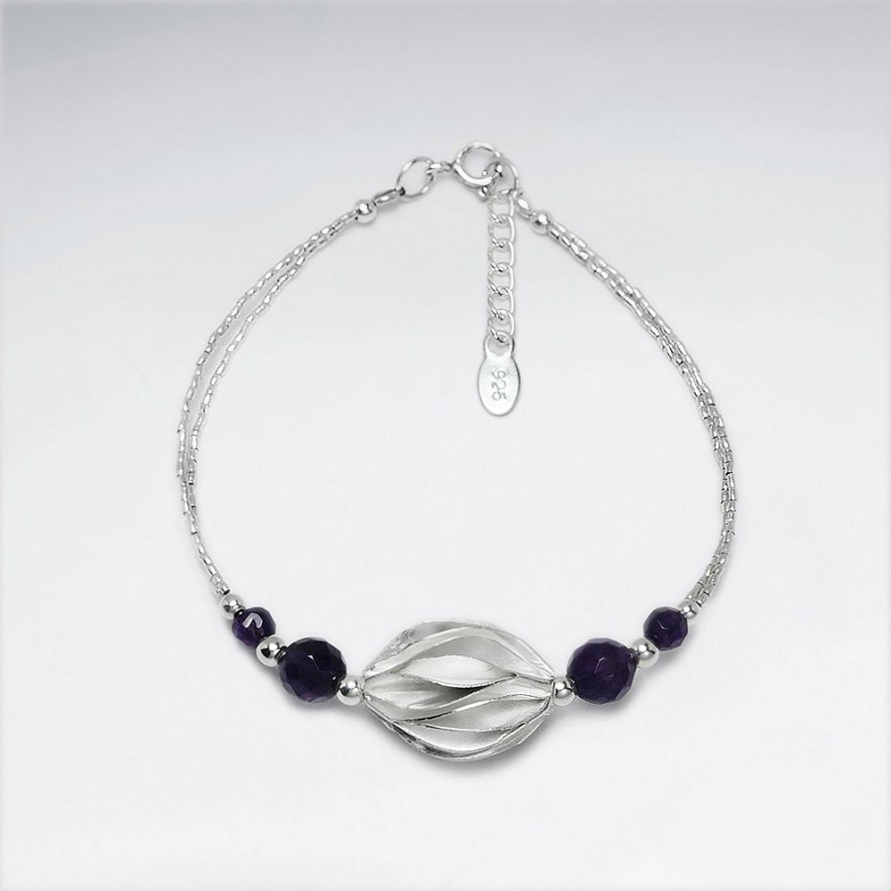7" Sterling Silver Open Shell Clasp Bracelet