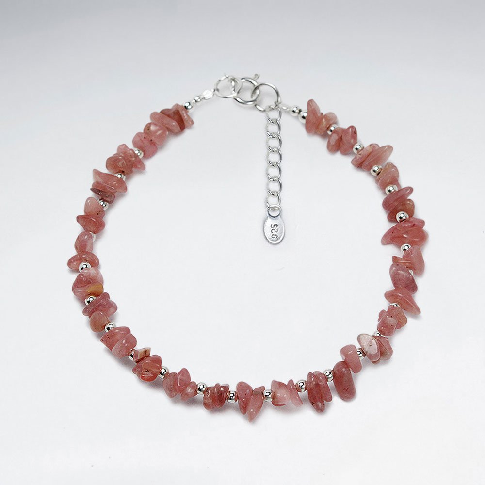 7" Rhodocrosite Nugget Silver Bracelet
