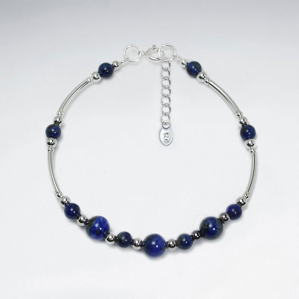 Lapis Lazuli Bracelet With Silver tube