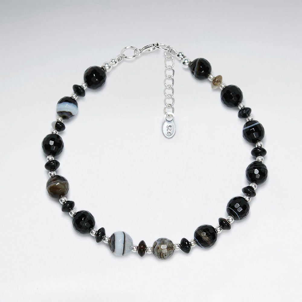 7" Weathering Agate Silver Bracelet