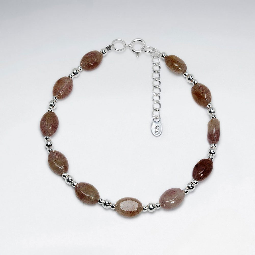 7" Oval Red Star Jasper Silver Bracelet
