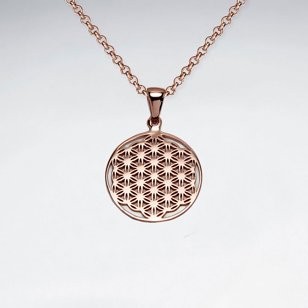 Silver Flower of Life Disc Pendant