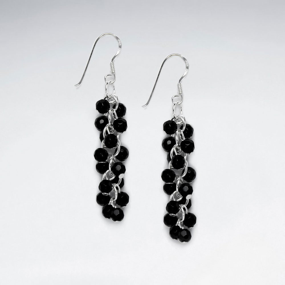Black Stone Nugget Cluster Dangling Earring