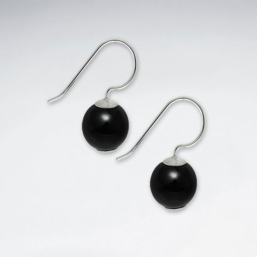 12 mm Round Amethyst Silver Hook Earring