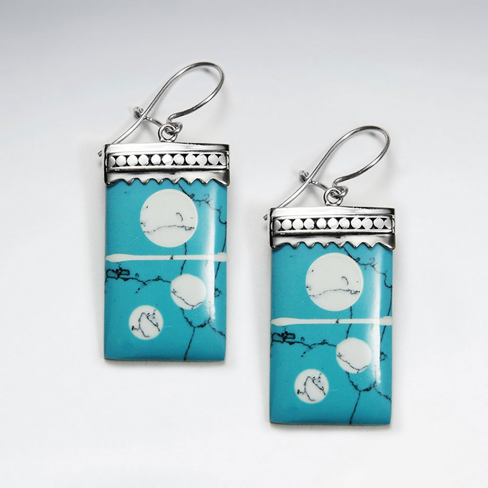 Rectangle Howlite Silver Earring