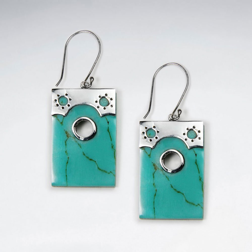 Rectangle Howlite Silver Earring
