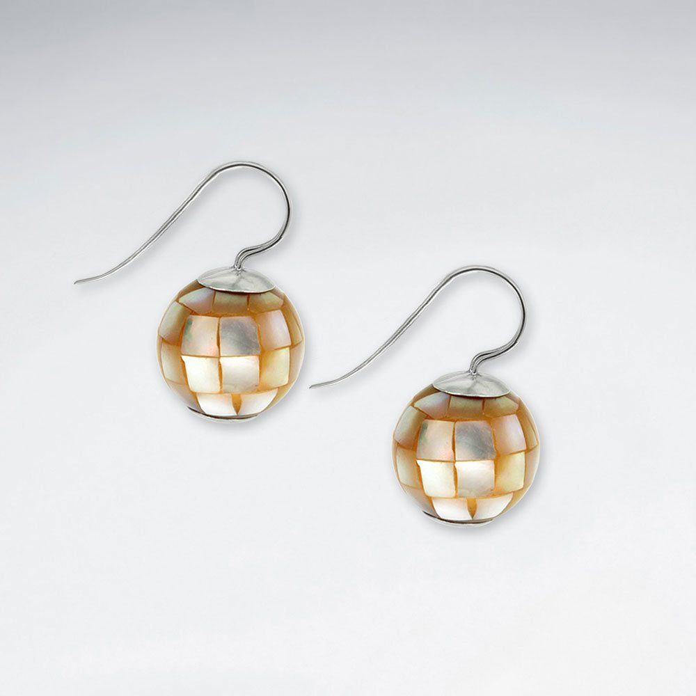 17 mm Round Mother of Pearl Silver Earring