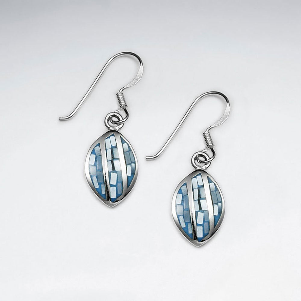Blue Shell Marquise Dangling Silver Earring