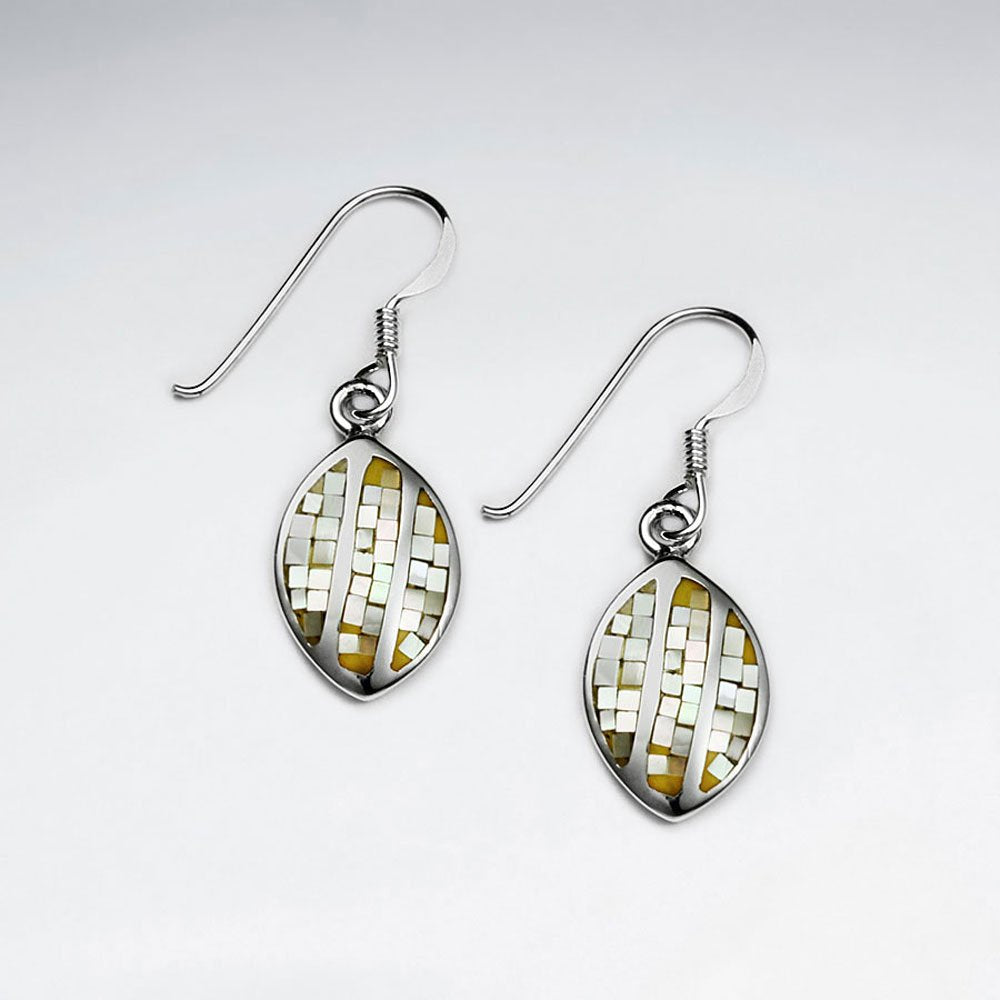 Blue Shell Marquise Dangling Silver Earring