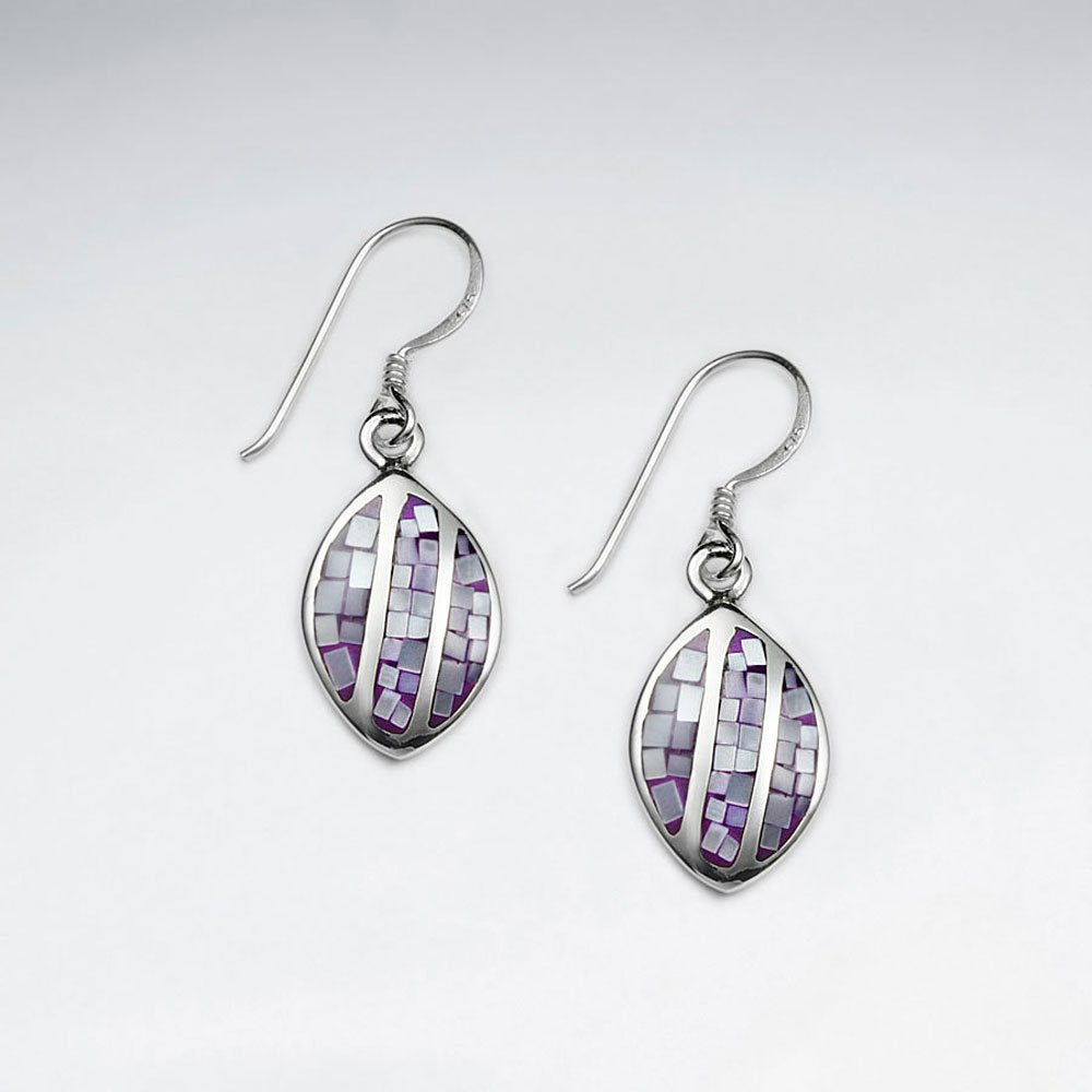 Blue Shell Marquise Dangling Silver Earring