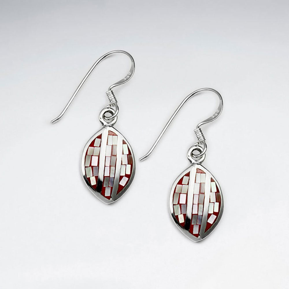 Blue Shell Marquise Dangling Silver Earring