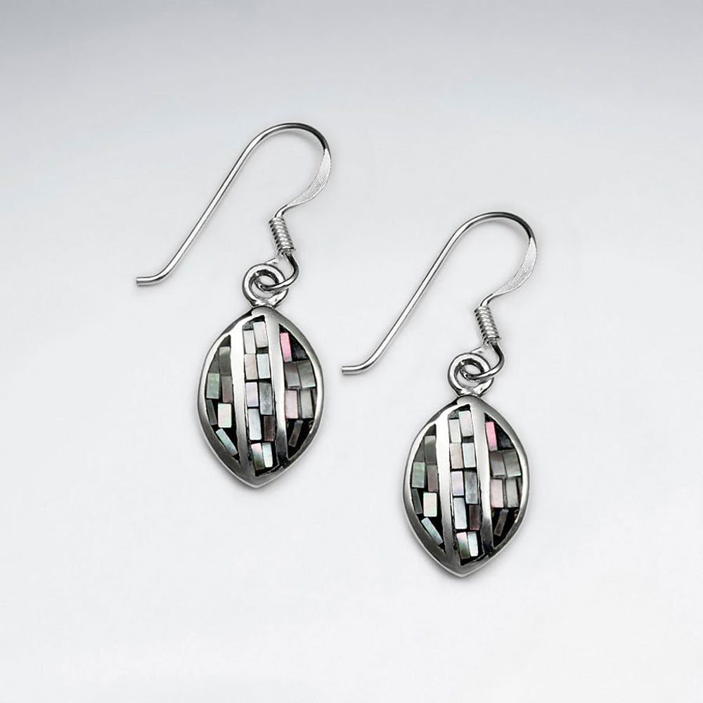 Blue Shell Marquise Dangling Silver Earring