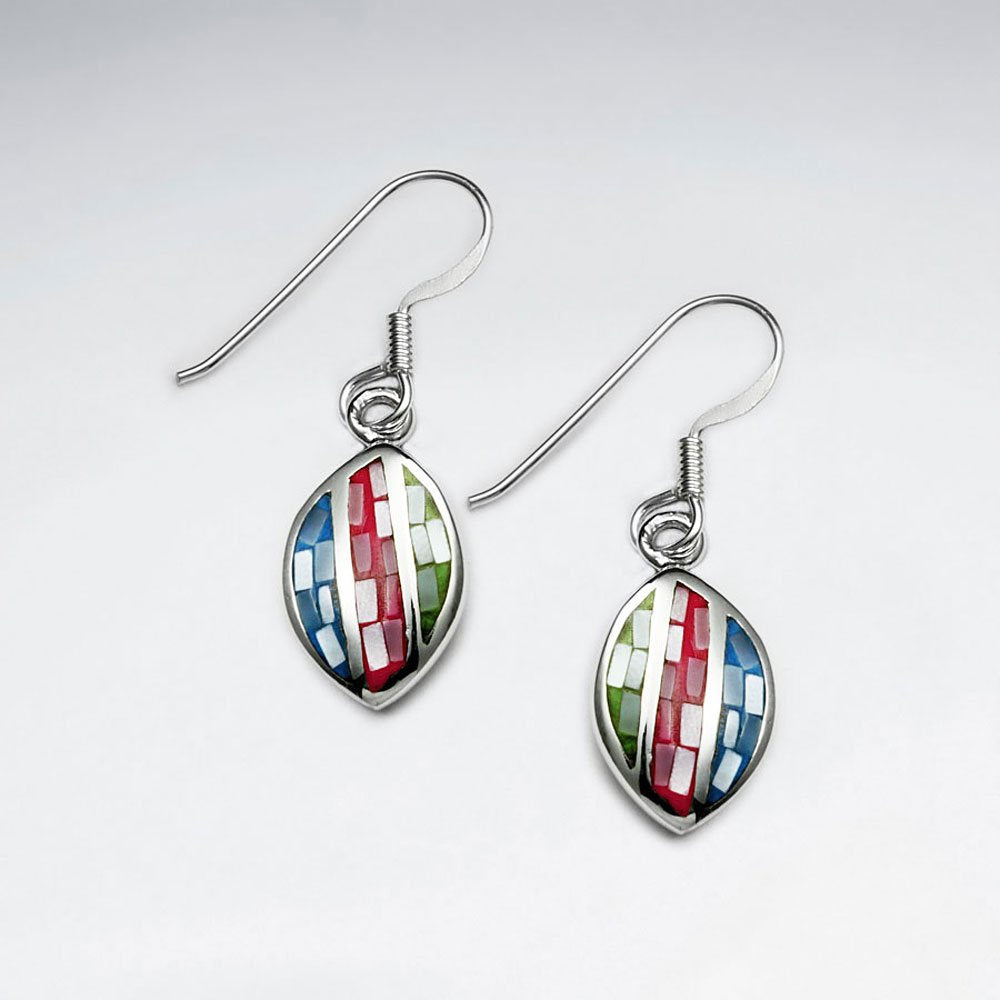 Blue Shell Marquise Dangling Silver Earring