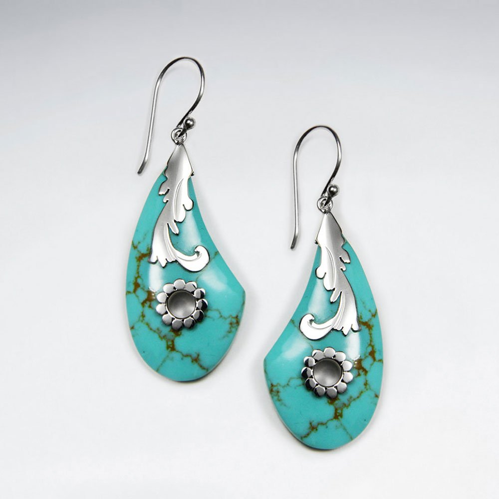 Green Howlite Silver Earring