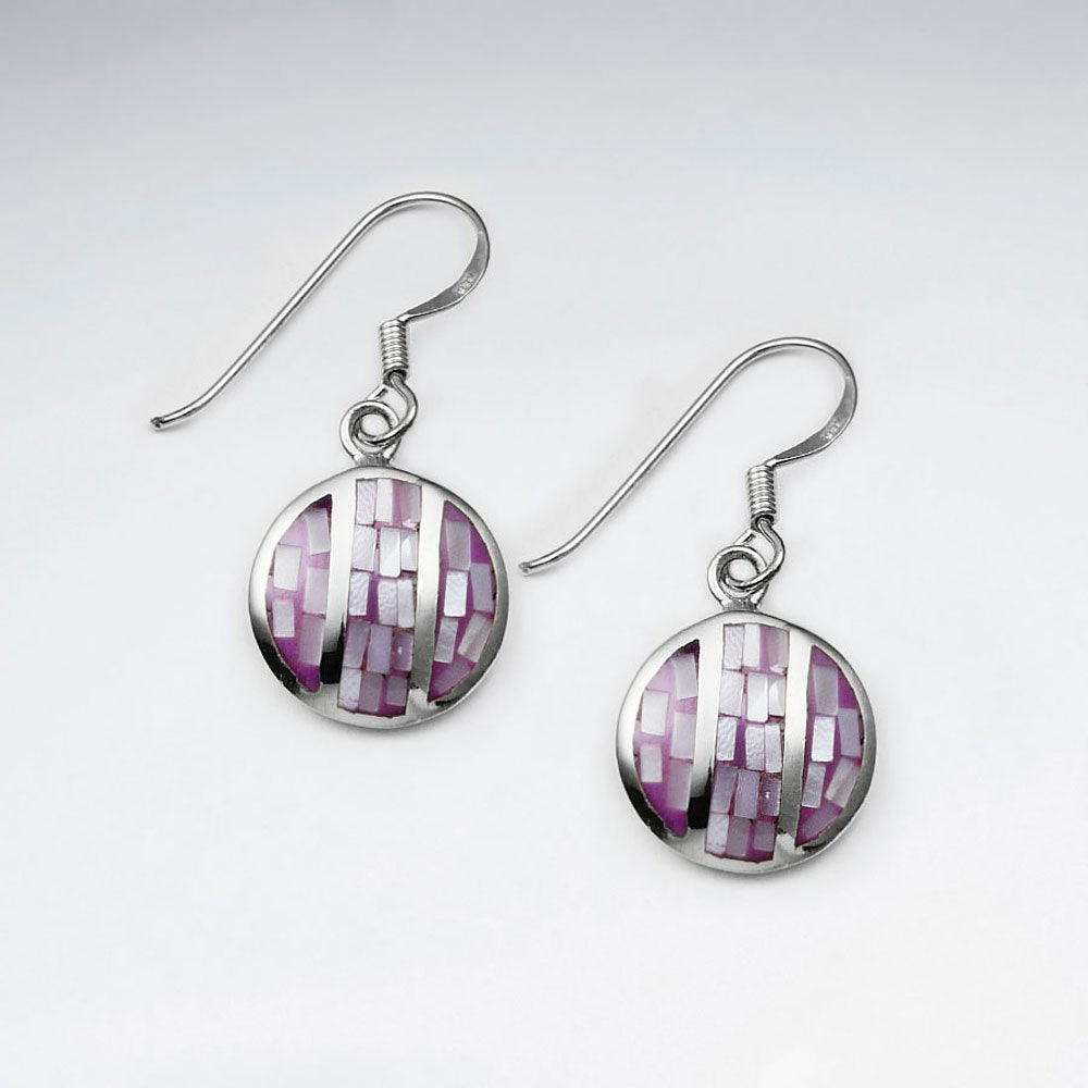 Blue Shell Round Dangling Silver Earring
