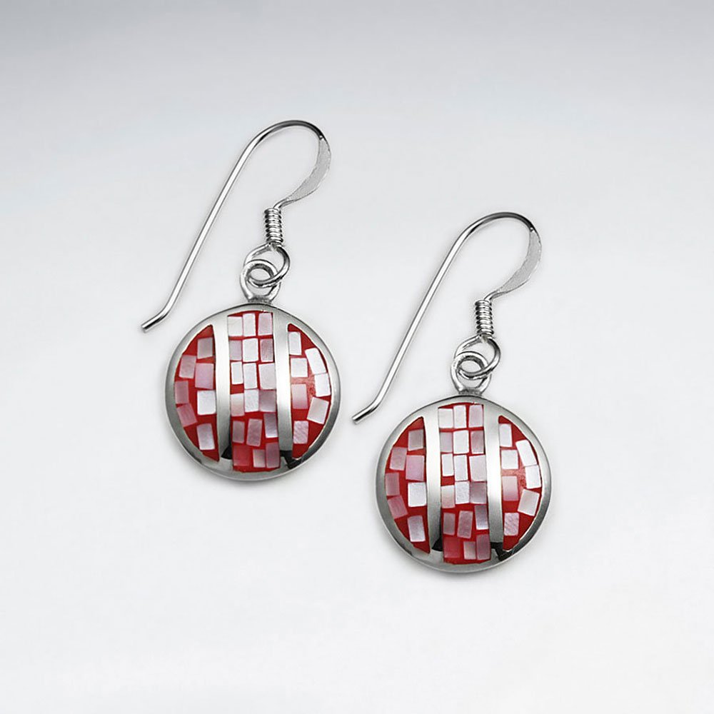 Blue Shell Round Dangling Silver Earring