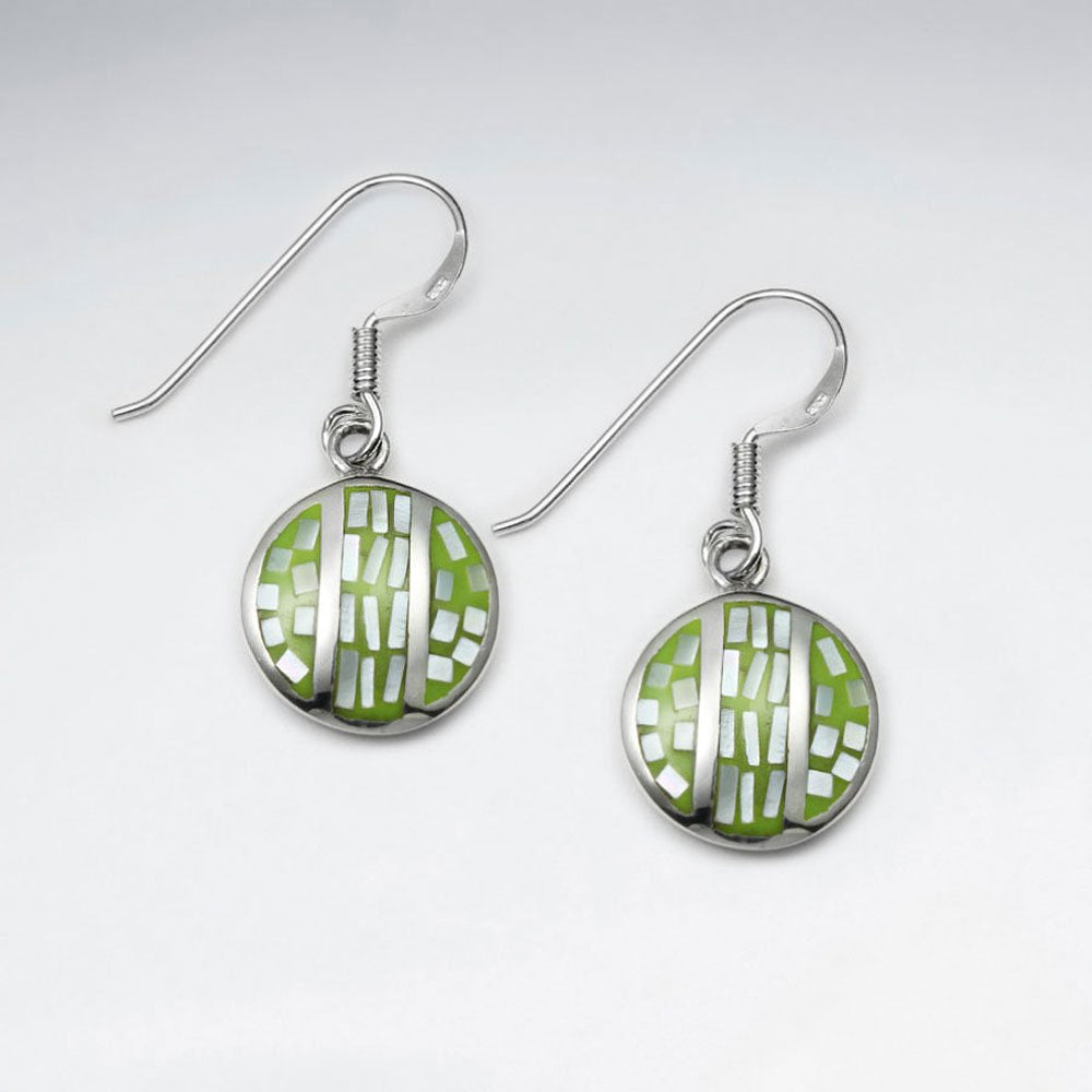 Blue Shell Round Dangling Silver Earring