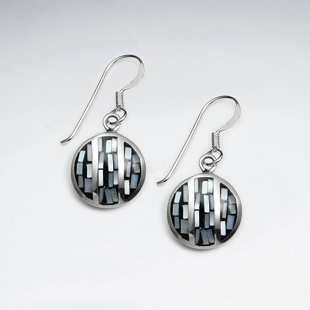 Blue Shell Round Dangling Silver Earring