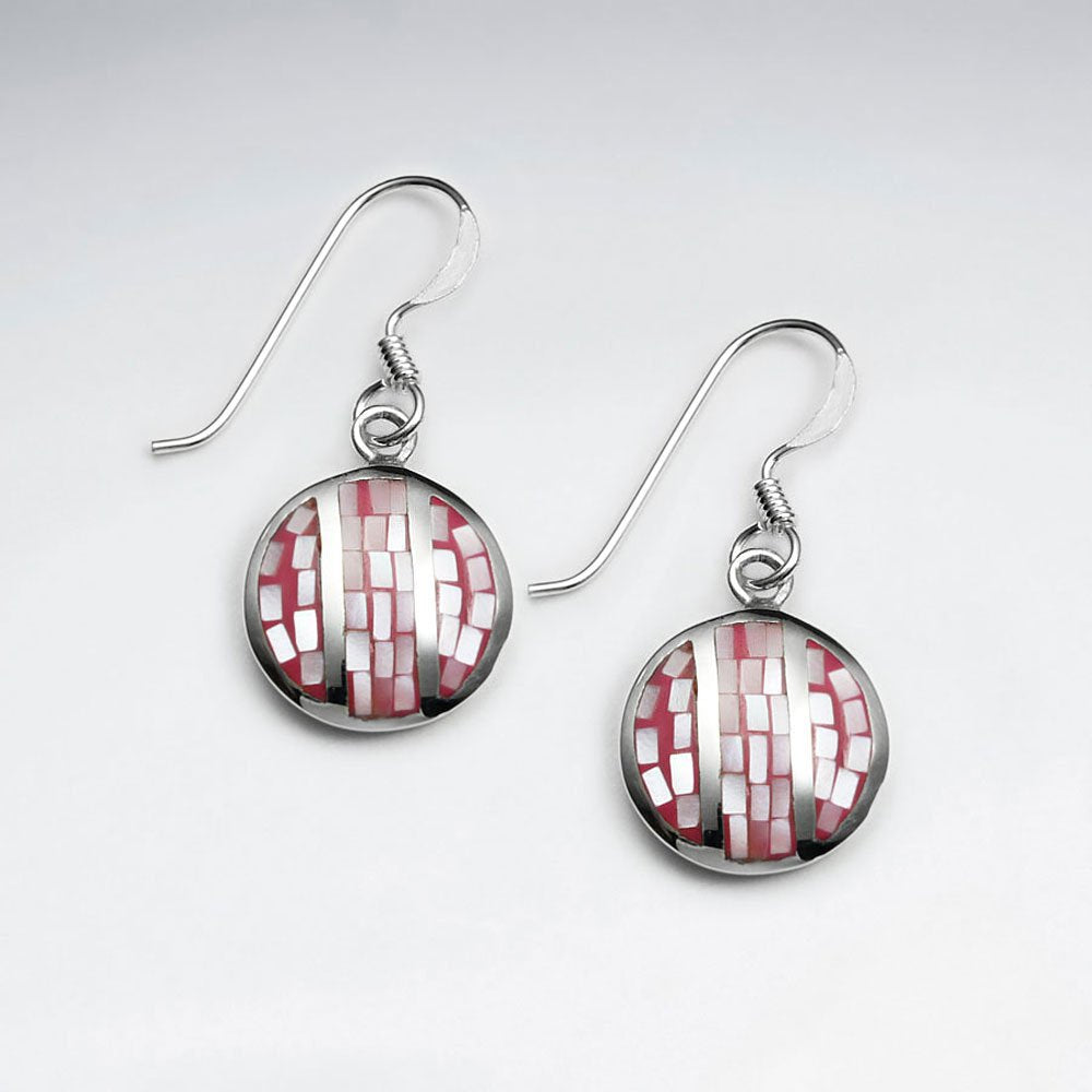 Blue Shell Round Dangling Silver Earring