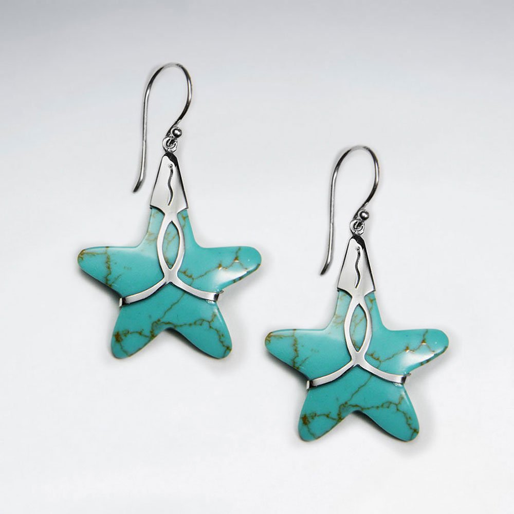 Turquoise Star Dangling Silver Earring