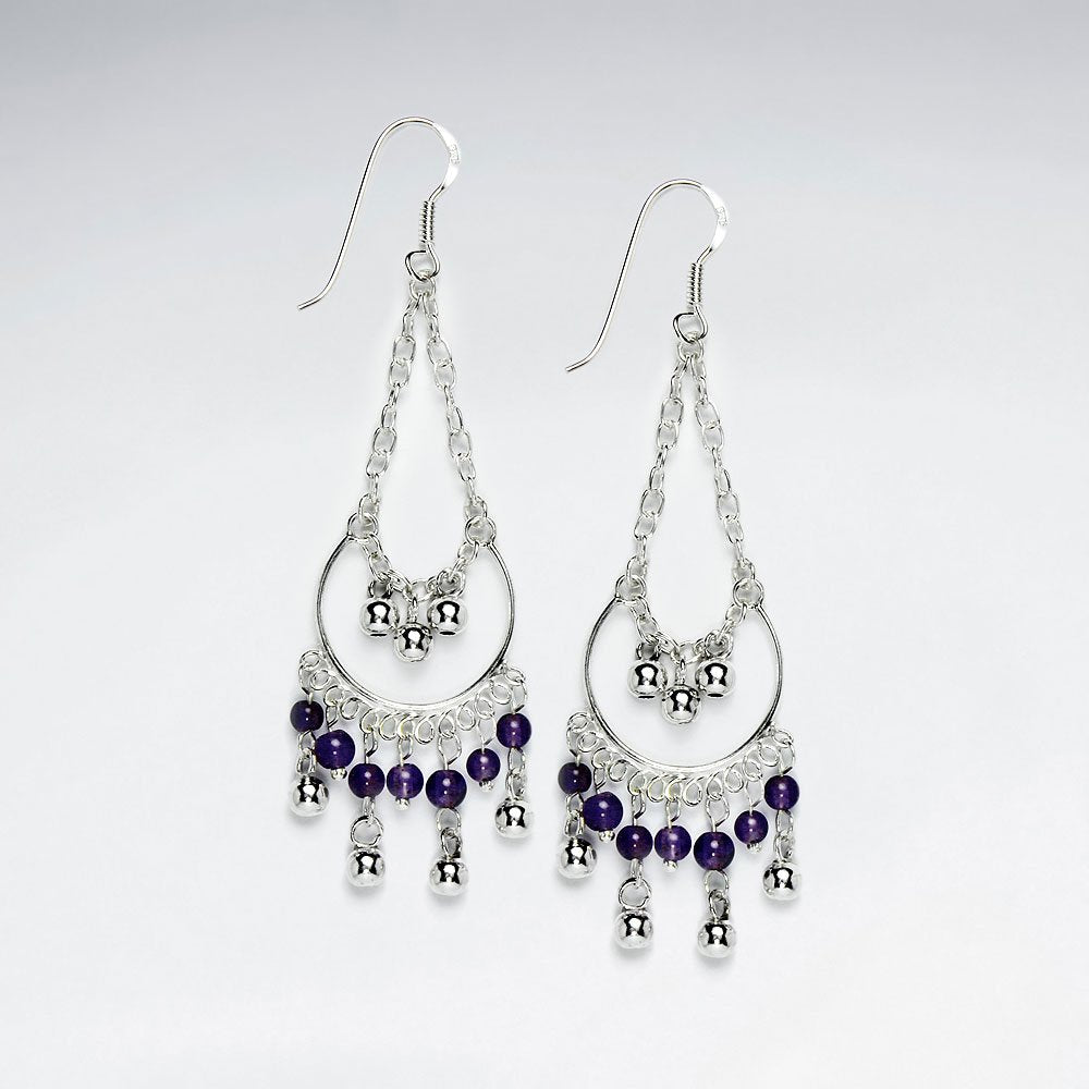 Drop Dangle Chandelier Purple Amethyst Earrings