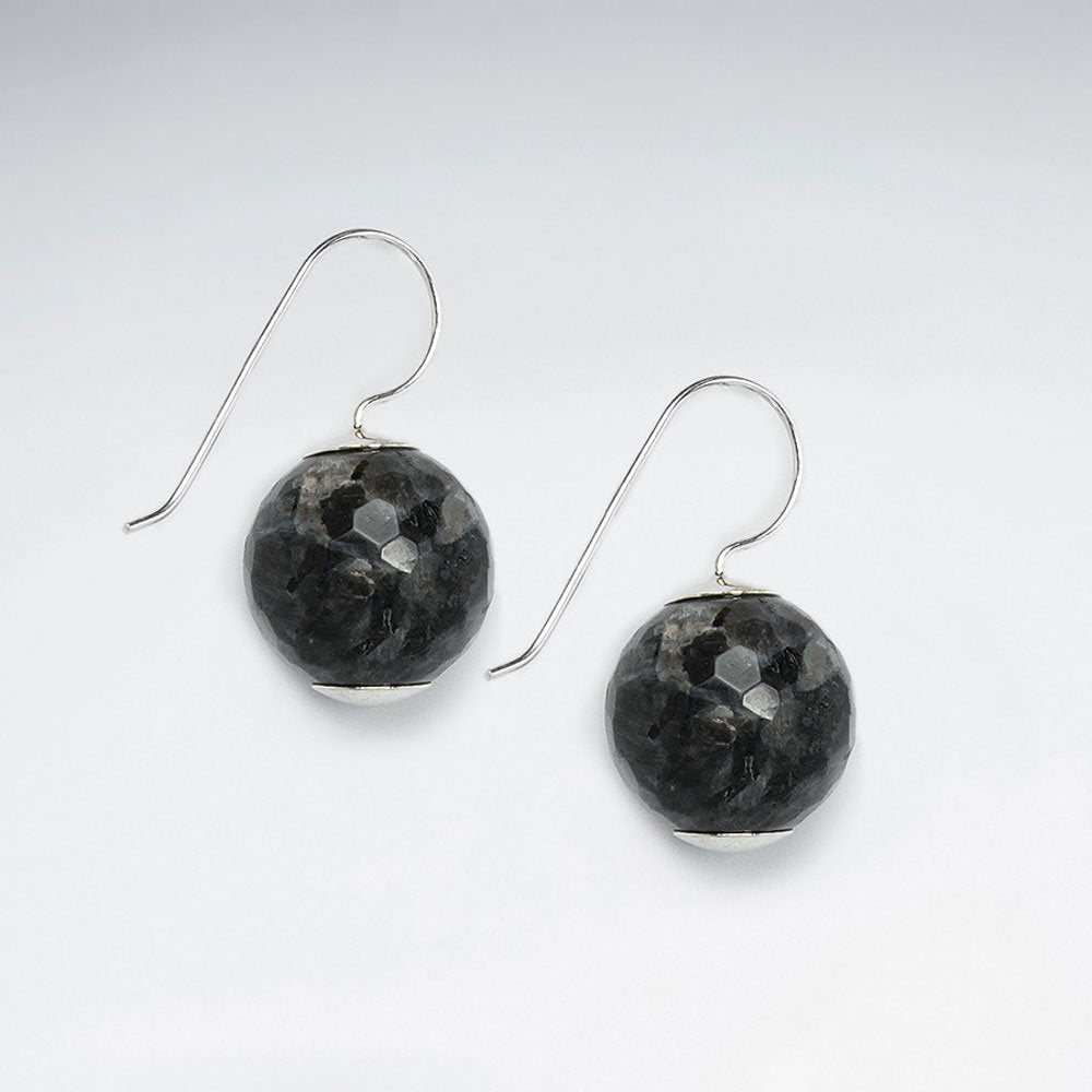 14 mm Round Faceted Labradorite Dangling Earring