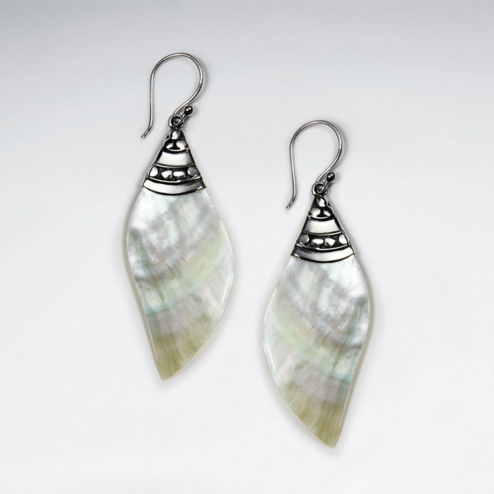 Spiral Mother Of Pearl Dangling Silver Earring