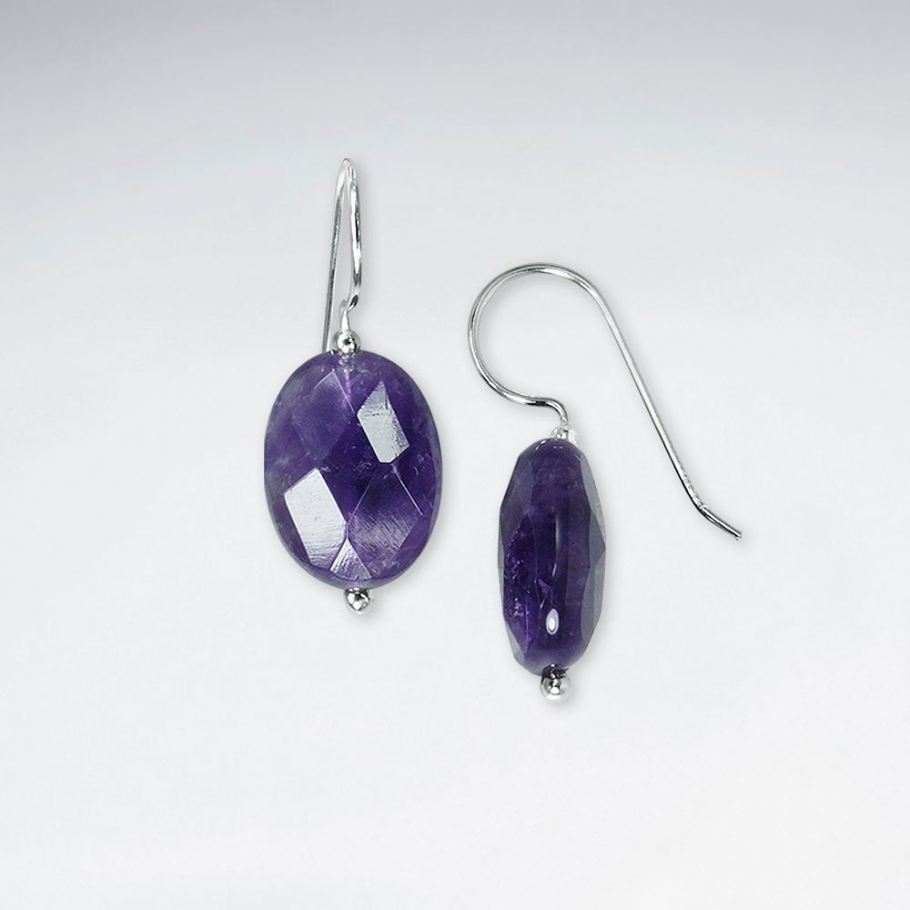 Faceted Oval Amethyst Dangling Earring