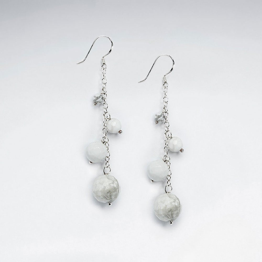 Dangling Cascaded Silver Earring With Multi Round Faceted Amethyst