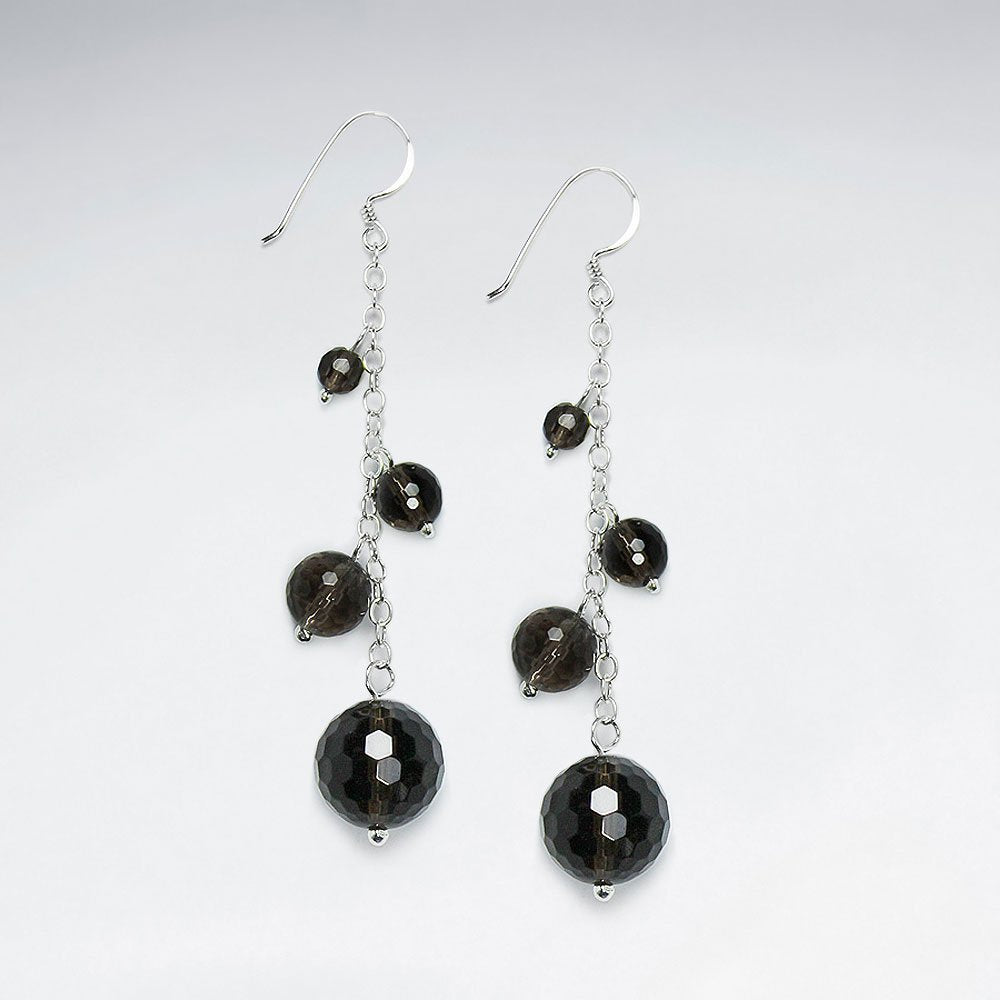 Dangling Cascaded Silver Earring With Multi Round Faceted Amethyst