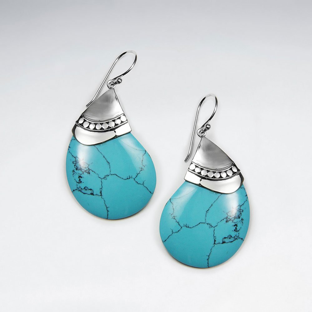 Water Drop Howlite Silver Earring