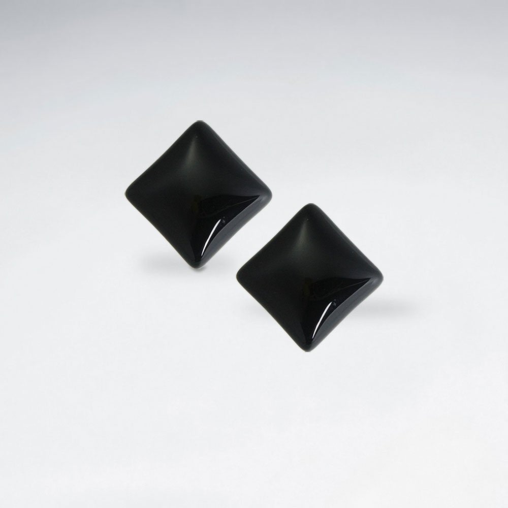 19 mm Square Black Stone Stud Earring