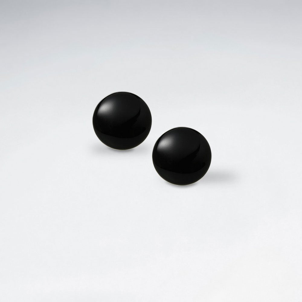 14 mm Round Black Stone Stud Earring