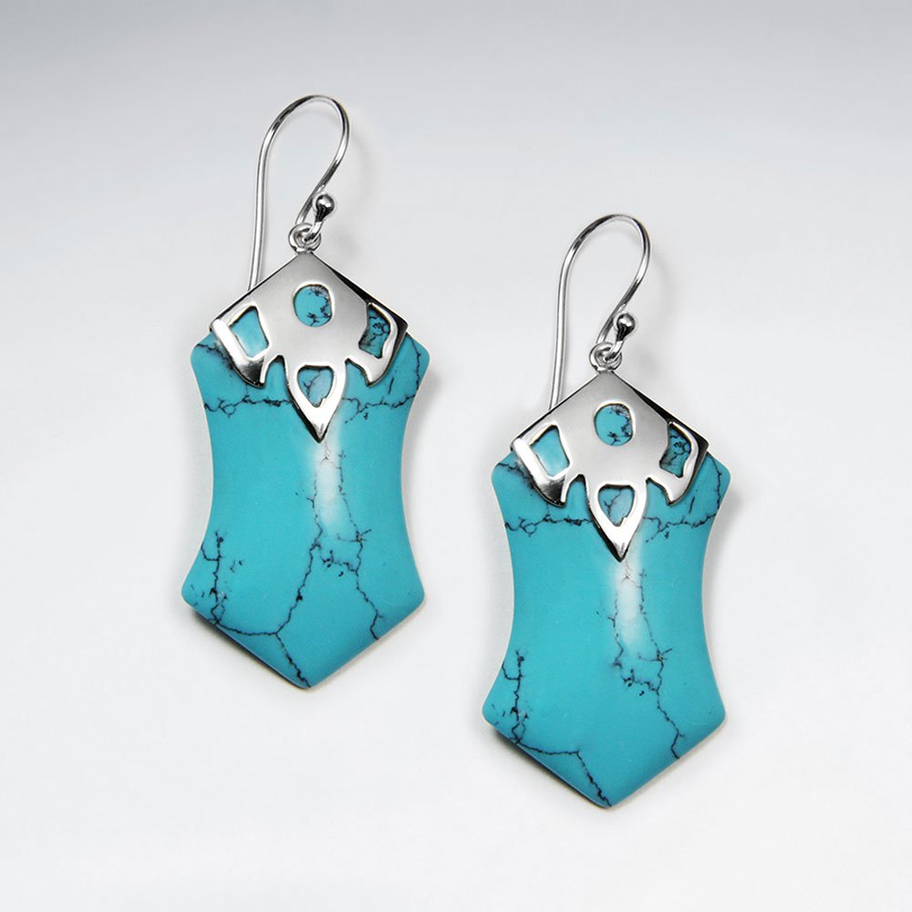 Blue Howlite Silver Earring