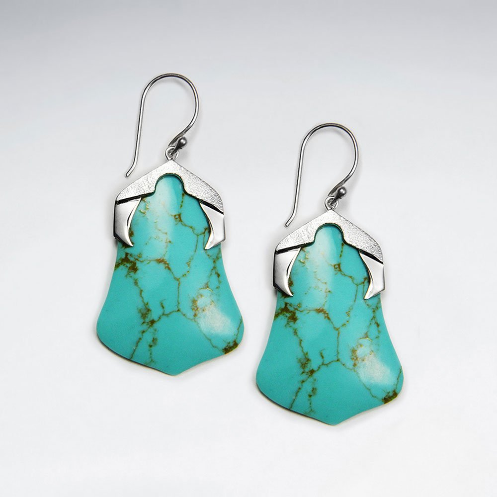 Blue Howlite Silver Earring