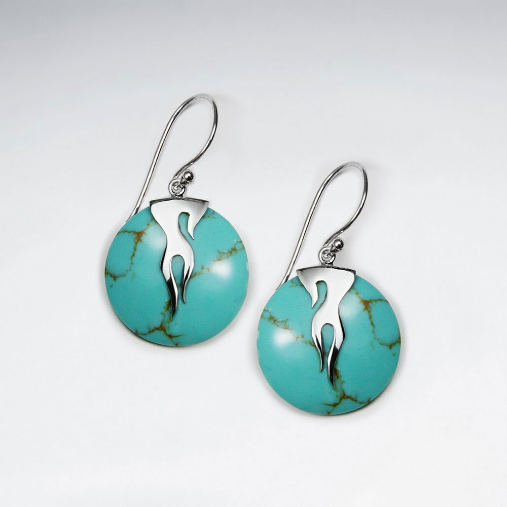 Round Green Howlite Dangling Earring
